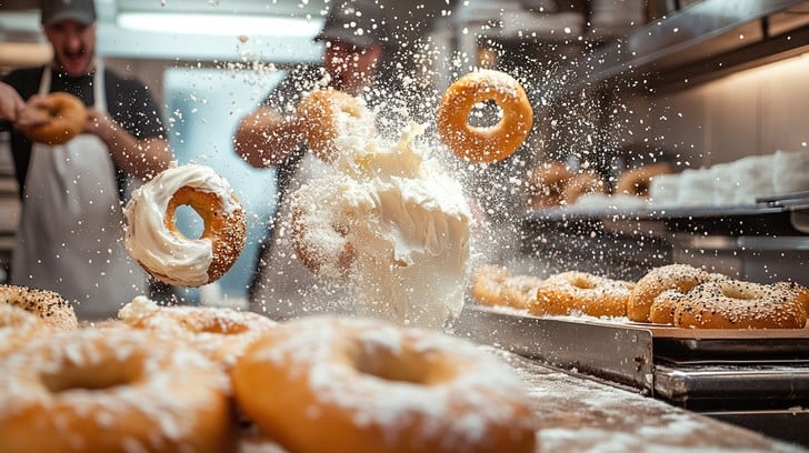 Baker mixing flour